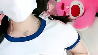 Glamour babe with big boobs masturbates in lingerie