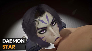 Kai'Sa gives a blowjob until he cums