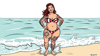 Ai Tattoo Art Curvy Bikini Women