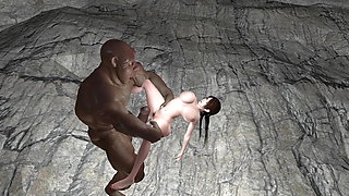 Mai Shiranui impregnated by a Desi cave giant with a huge loads of cum creampies