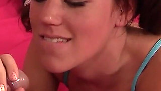 Lizzie Tucker gets her mouth milked by sucking huge cock