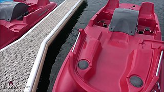 Secret Cheating Fuck! Cum Pussy on a Pedal Boat Trip