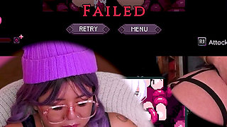 CUTE PURPLE HAIRED GIRL TRIES TO BEAT HENTAI BOSS FIGHT
