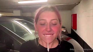 Big-eyed teen interracial blowjob