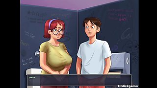 Summertime Saga Sexy Huge Tits Is Covered with a Lot of Cum Shots