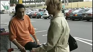 Helpless lady is picked up at store