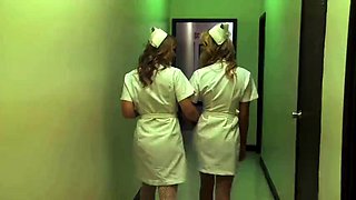 Fishnetted Blondes Paige Ashley and Sunny Lane Take Turns Getting Pussy Fucked and Creamed in Naughty Nurse 3some