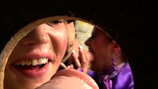 Gorgeous cutie has slime gloryhole sex