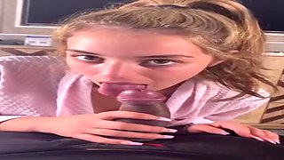 Unexperienced honey with massive funbags is inhaling her pal's manstick early in the morning, just for joy