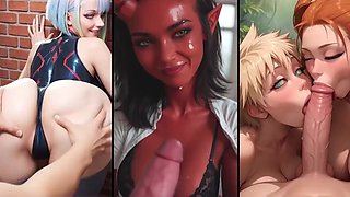 Pretty babes getting every drop of cum AI compilation