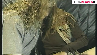 Hot blonde rides a huge cock on the sofa to a mouth cumshot