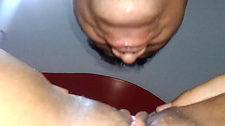 my husband arrives to the hotel after his friend creampies me and eats the cum and creampies me