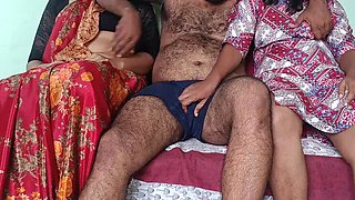 Hot Indian Married Couple Threesome with Mallu Aunty - Rough Sex & Pussy Licking