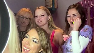 Blonde and brunette lesbians stripping and making out