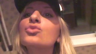 Hot college whore creamed all over in the kitchen