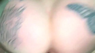 Inked blonde PAWG fucked by colleague during lunch break