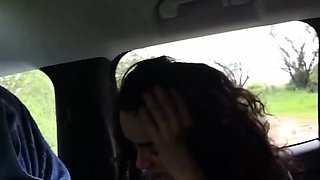Blowjob and creampie in car