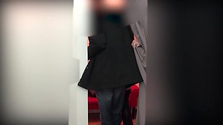 Leather Slut Fucks in the Middle of the Department Store. Extreme Cum Face