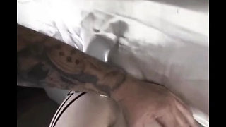 Step mom gets stuck under the bed looking for sex toy, step son gives her a toy of his own!