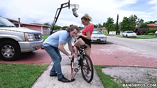 Sexy sporty cyclist with juicy ass Aubrey Sinclair loves riding cock on top