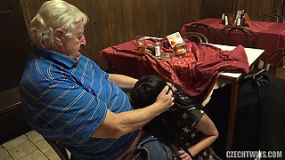 Two czech bsisters with a old man: Blowjob, Doggy  Licking Porn