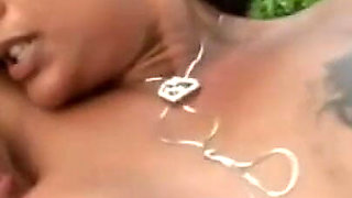 Ebony girl have a threesome with dp