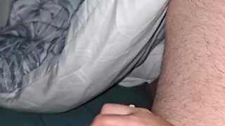 Step mom make step son dick hard by handjob him in bed