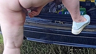 Stepmom Squirts Several Times in a Row Near the Car