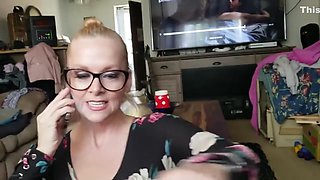 Mom sucks off step son cock while his dad is on the phone ***ROLE PLAY***