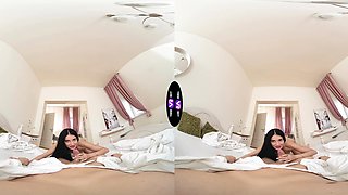 Ara Mix, a passionate brunette, rides her lover in reverse cowgirl