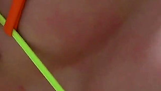 Japanese Girls Exclusively Apartment, a Room with Big Tits Girl Doing Sexy Exercises in Micro Thong Bikini Wedgie Ass and Pussy