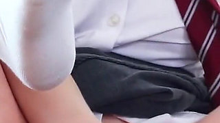 18 Year Old Ellie Shou Fucks Herself In Her Uniform
