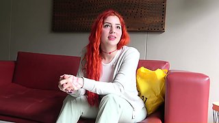 Busty Redhead Teen Strips At Casting