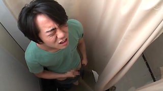 CFNM video with adorable Japanese Harusaki Ryou giving a blowjob