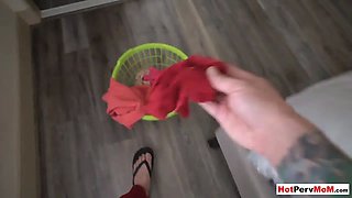 Perv stepson got caught and sucked by MILF stepmother