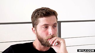 Alura Jenson blowing the studs cock dry and wringing it inbetween her large boobie