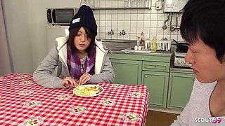 Japanese Virgin Step-Sister seduce Boy to learn how to Suck and Blow his Cock and swallow