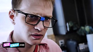 The college geek and his hellion classmate make a deal to trade their stepsisters for hot group sex