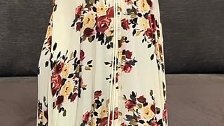 Long Floral Dress & Tan High Heels Try on