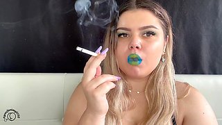 Exotic Blue Lips Smoking - Heavy Smoke Fetish