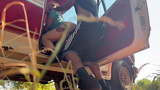 Stop Back Roading and Fuck Me - Outdoor Sex Almost Caught