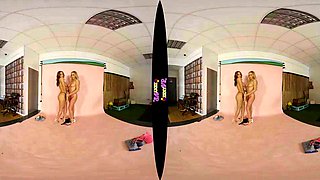 Photoshoot - Big Tits Lesbian Models Striptease