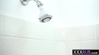 Exciting ebony masseuse jumps on hard knob