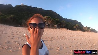 Big ass Thai amateur GF beach visit and homemade sex tape