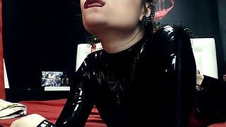 Latex slut solo anal masturbation