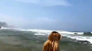 Teen brunette masturbating on public dirt road