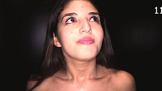 Glory hole blowjob busty amateur blonde fucking