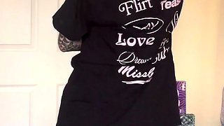 Big titty tattooed gf showing you her new merch - try on