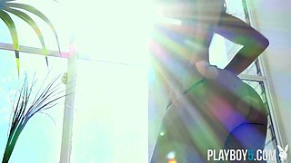 Petite teenager gets naked in the office