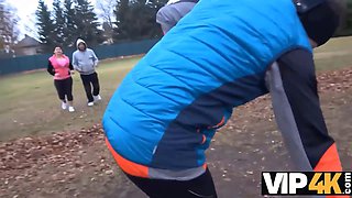 Vip4k. chick with curvaceous body actively moves pelvis being fucked